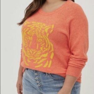 Torrid Orange Sweater with Yellow Tiger Design